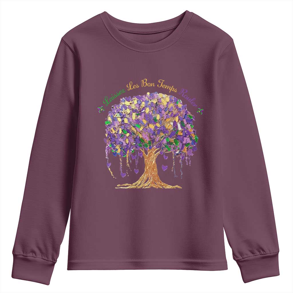 Mardi Gras Tree Brushstroke Graphic Youth Sweatshirt Laissez Les Bon Temps Rouler