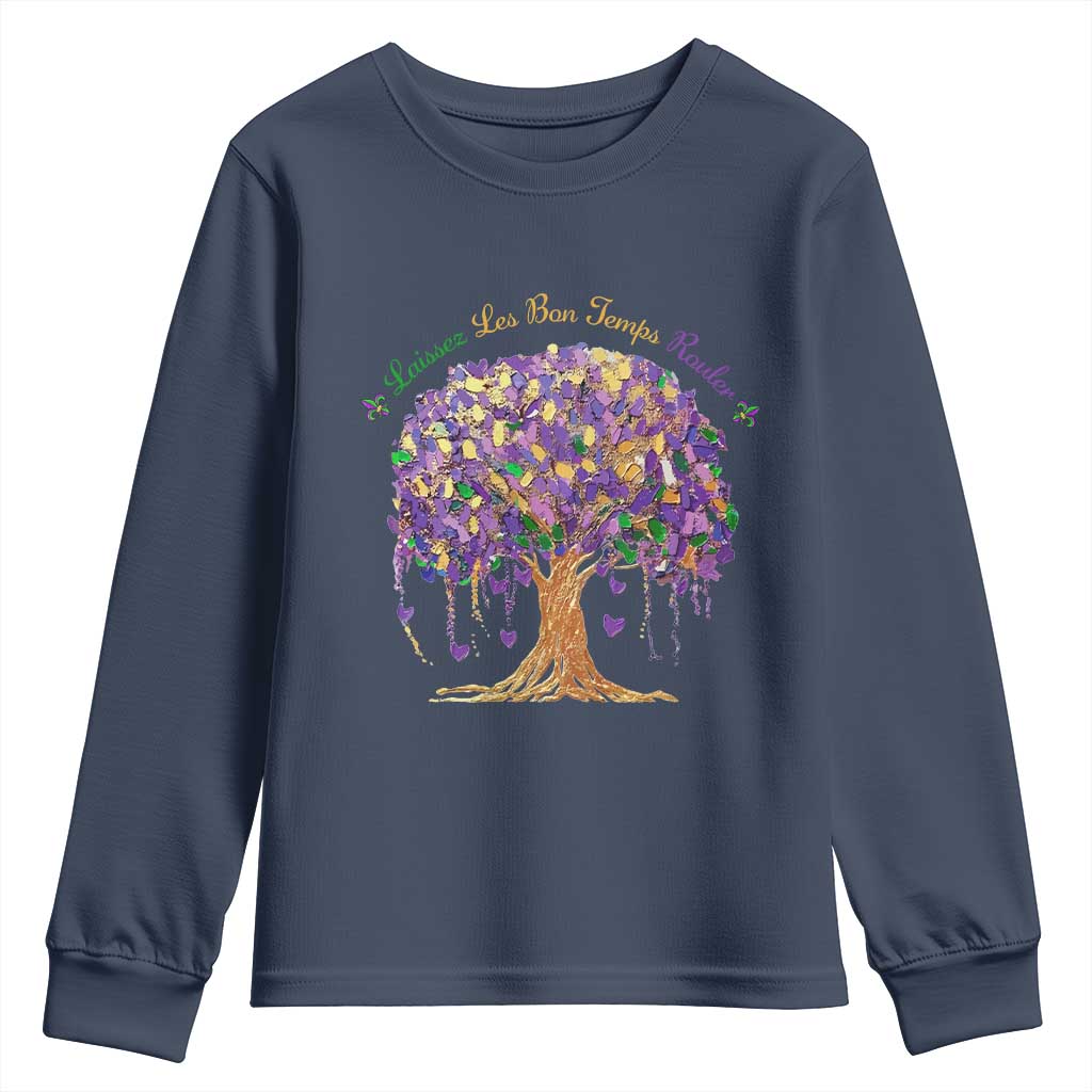 Mardi Gras Tree Brushstroke Graphic Youth Sweatshirt Laissez Les Bon Temps Rouler