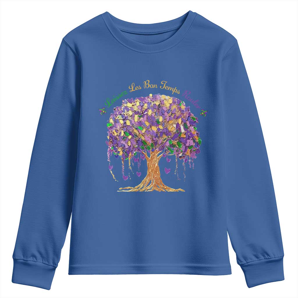 Mardi Gras Tree Brushstroke Graphic Youth Sweatshirt Laissez Les Bon Temps Rouler