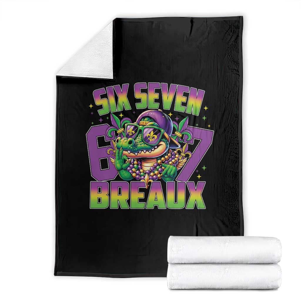 Mardi Gras Six Seven Breaux Throw Blanket Funny Mardigator Alligator 6 7 Meme