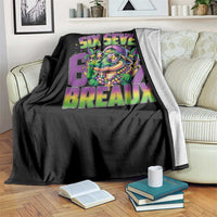 Mardi Gras Six Seven Breaux Throw Blanket Funny Mardigator Alligator 6 7 Meme
