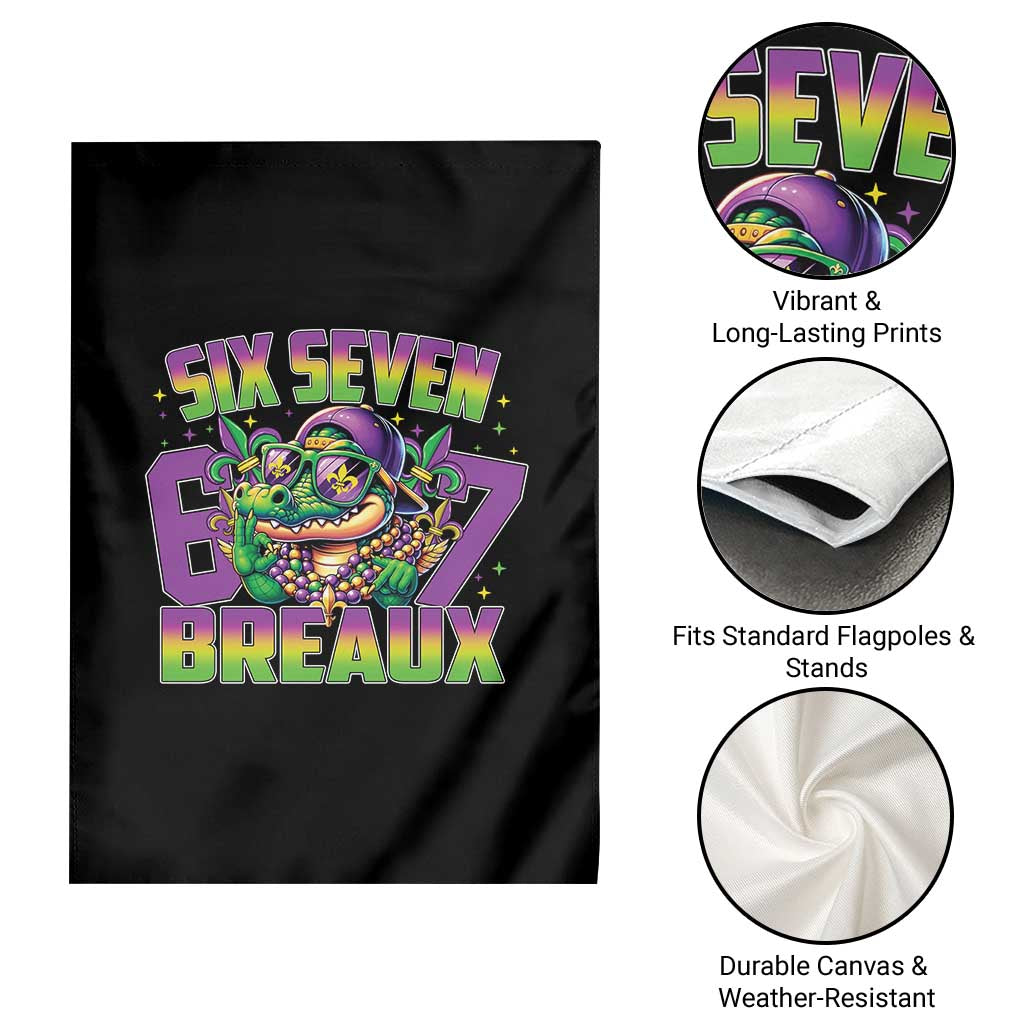 Mardi Gras Six Seven Breaux Garden Flag Funny Mardigator Alligator 6 7 Meme