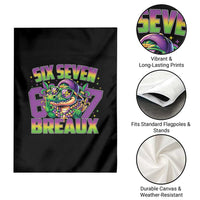 Mardi Gras Six Seven Breaux Garden Flag Funny Mardigator Alligator 6 7 Meme