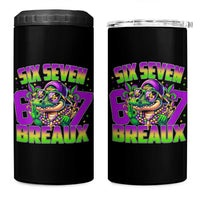 Mardi Gras Six Seven Breaux 4 in 1 Can Cooler Tumbler Funny Mardigator Alligator 6 7 Meme