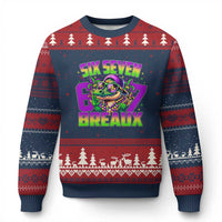 Mardi Gras Six Seven Breaux Ugly Christmas Sweater Funny Mardigator Alligator 6 7 Meme