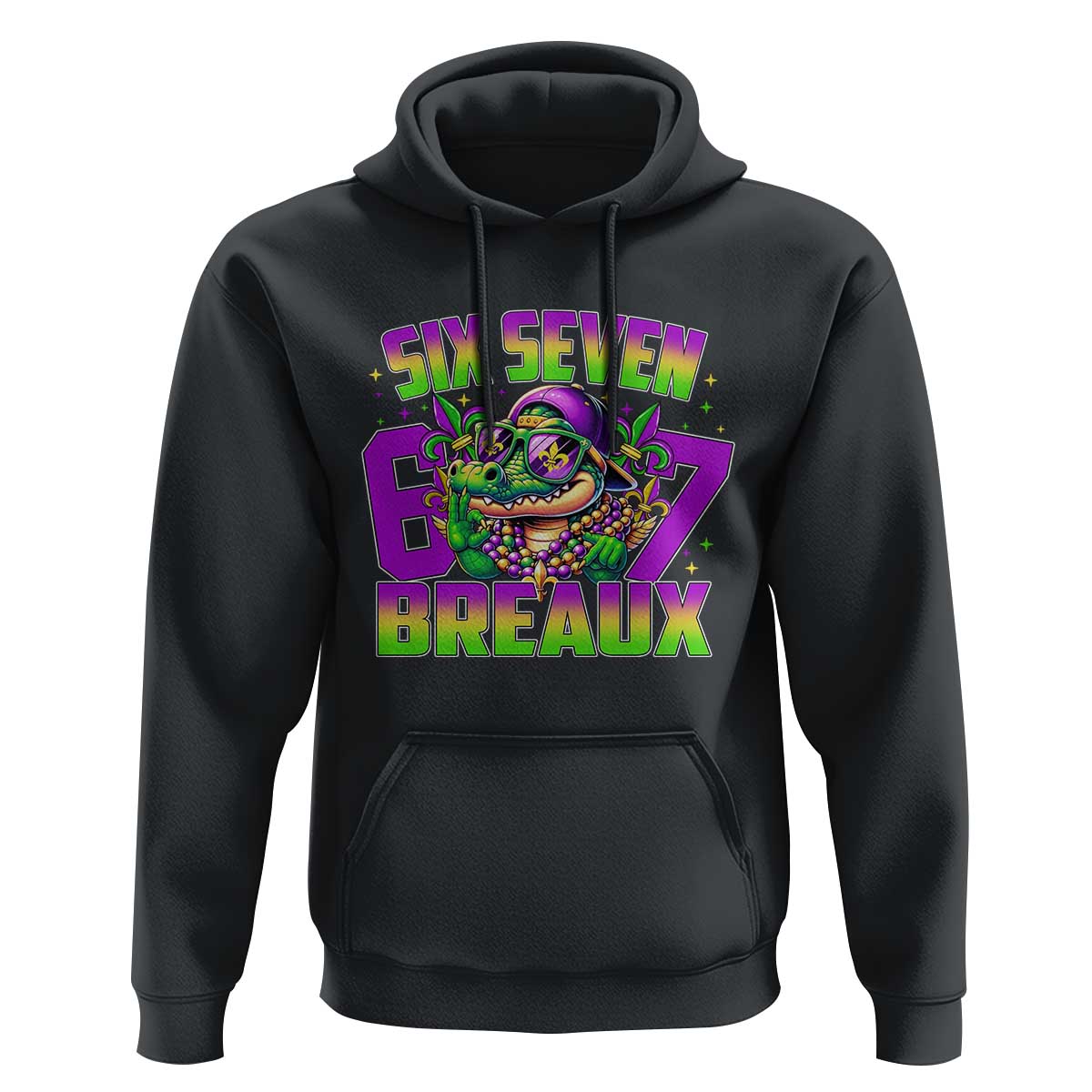 Mardi Gras Six Seven Breaux Hoodie Funny Mardigator Alligator 6 7 Meme