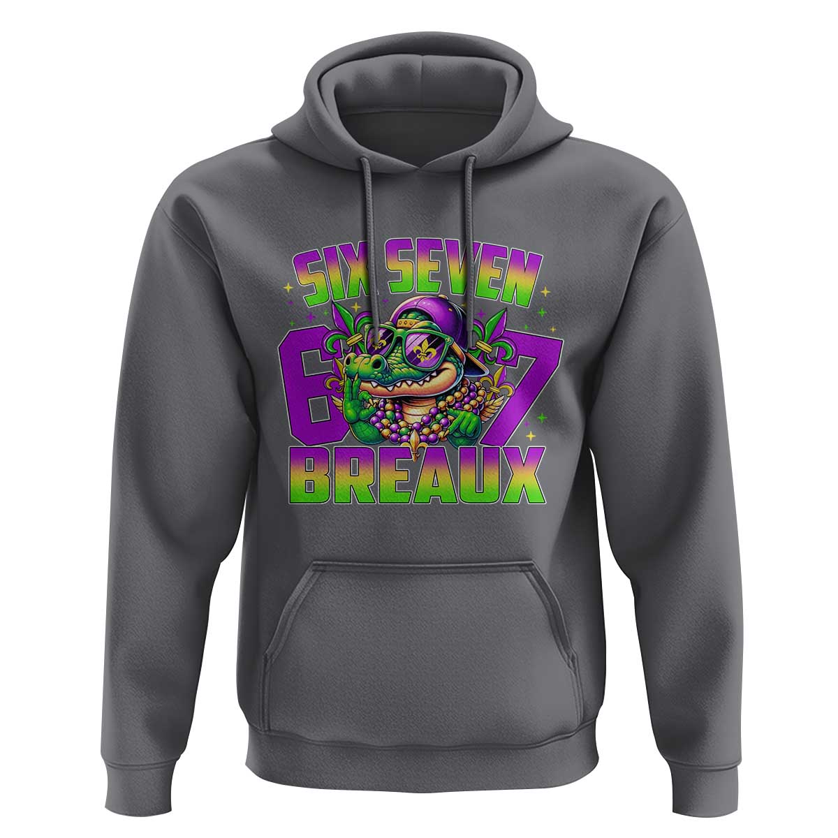 Mardi Gras Six Seven Breaux Hoodie Funny Mardigator Alligator 6 7 Meme