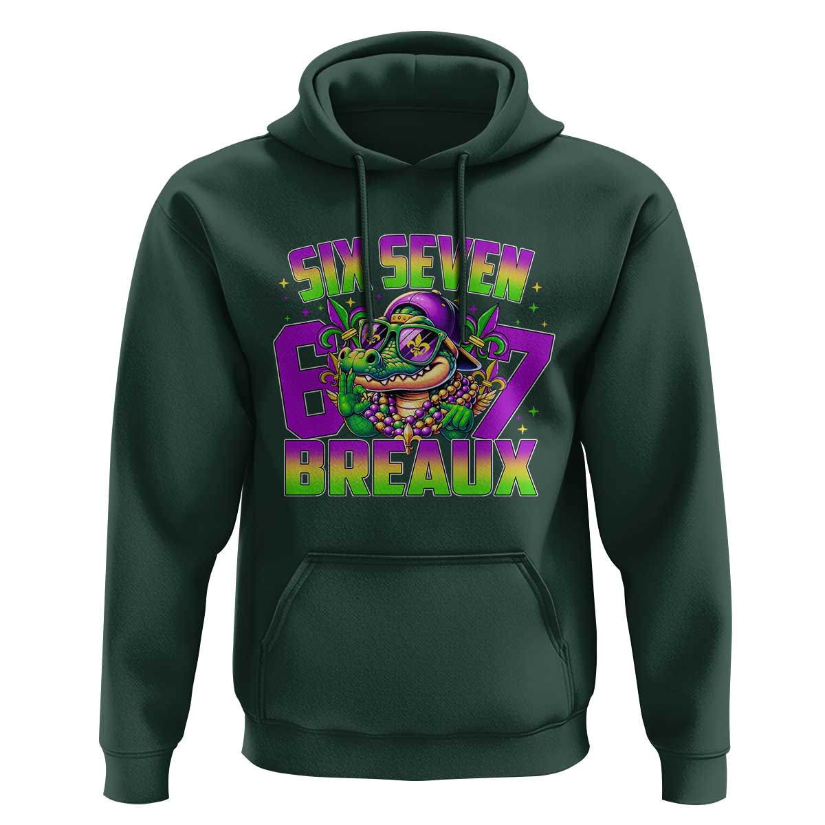Mardi Gras Six Seven Breaux Hoodie Funny Mardigator Alligator 6 7 Meme