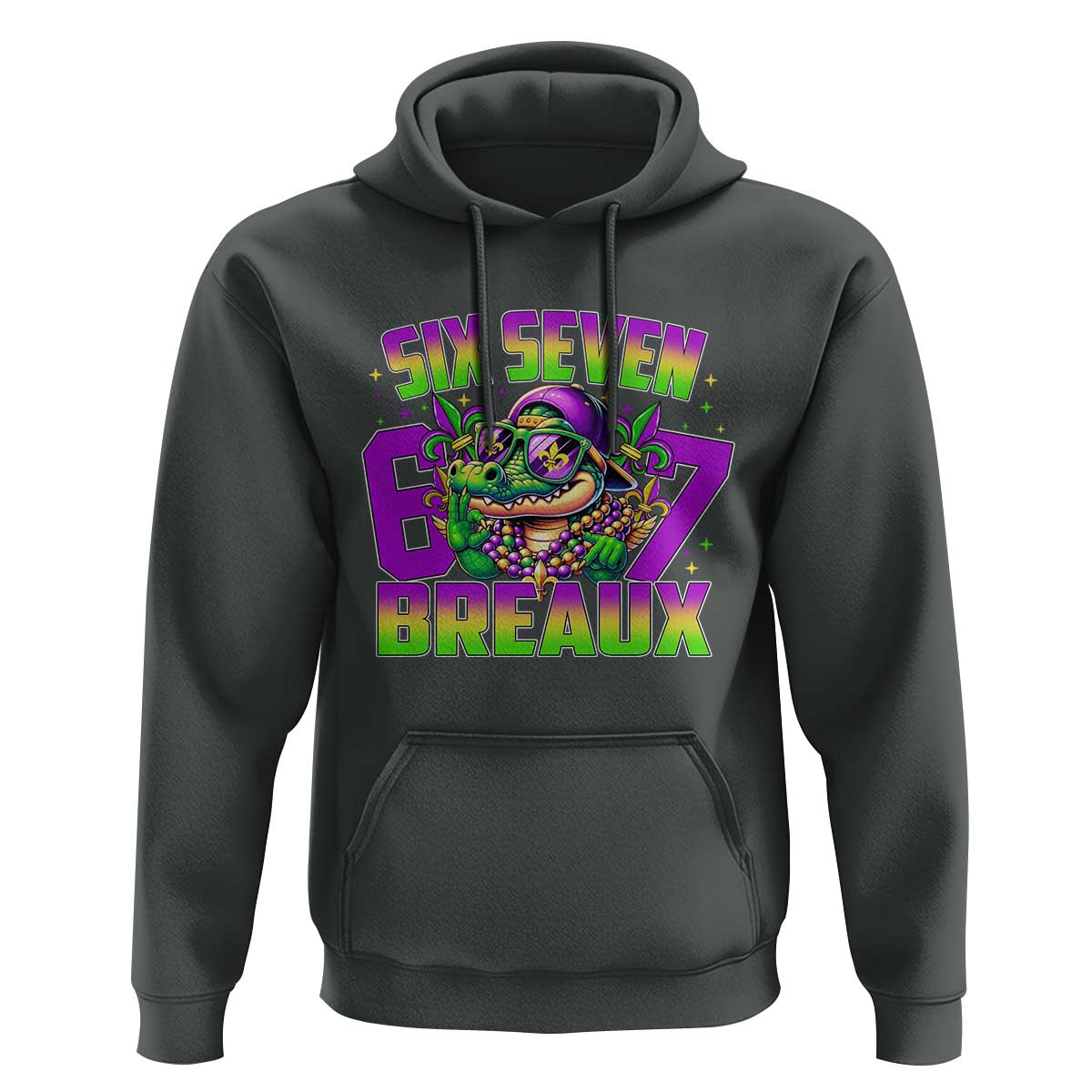 Mardi Gras Six Seven Breaux Hoodie Funny Mardigator Alligator 6 7 Meme