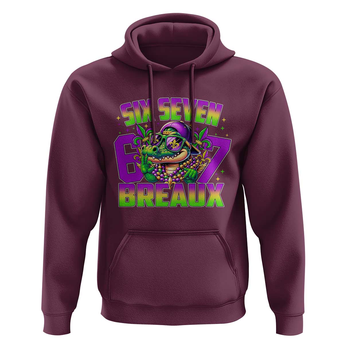 Mardi Gras Six Seven Breaux Hoodie Funny Mardigator Alligator 6 7 Meme