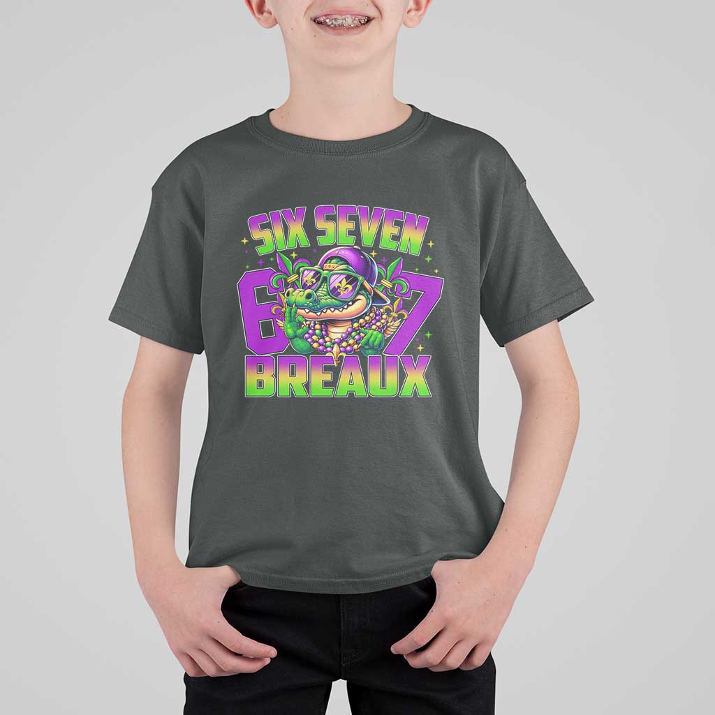Mardi Gras Six Seven Breaux T Shirt For Kid Funny Mardigator Alligator 6 7 Meme