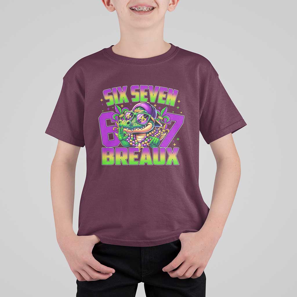 Mardi Gras Six Seven Breaux T Shirt For Kid Funny Mardigator Alligator 6 7 Meme
