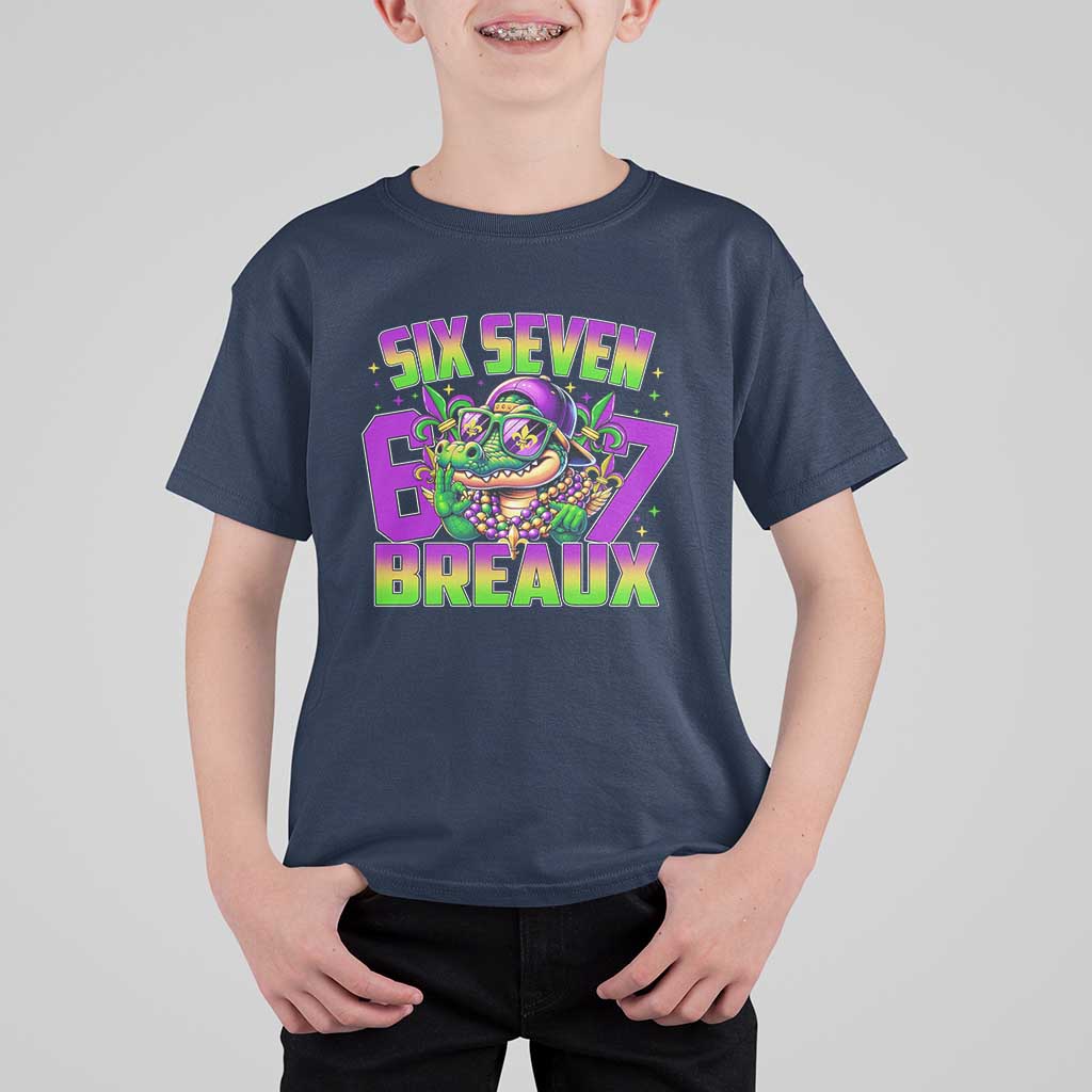 Mardi Gras Six Seven Breaux T Shirt For Kid Funny Mardigator Alligator 6 7 Meme