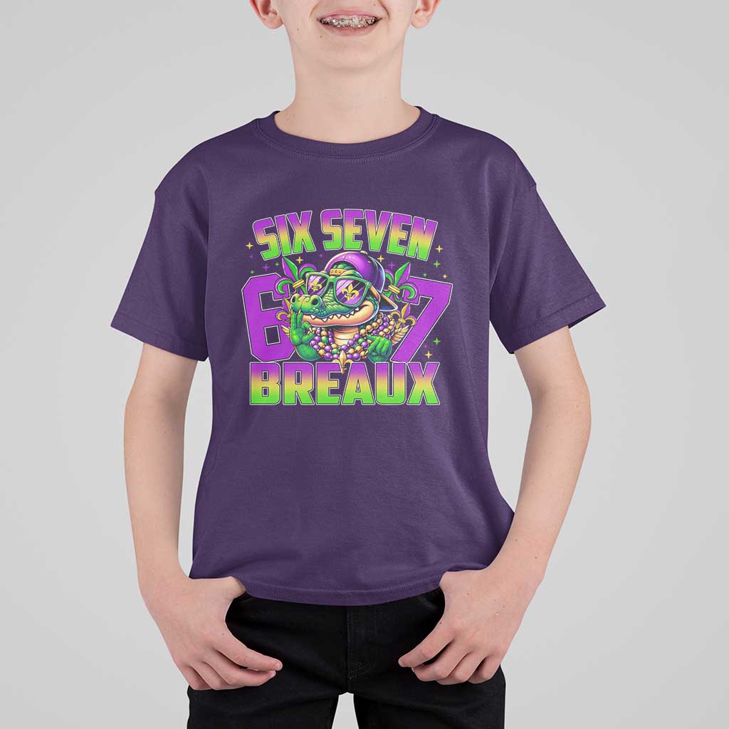 Mardi Gras Six Seven Breaux T Shirt For Kid Funny Mardigator Alligator 6 7 Meme