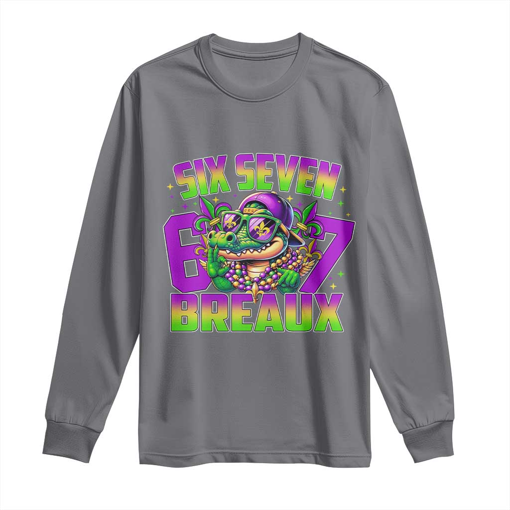 Mardi Gras Six Seven Breaux Long Sleeve Shirt Funny Mardigator Alligator 6 7 Meme