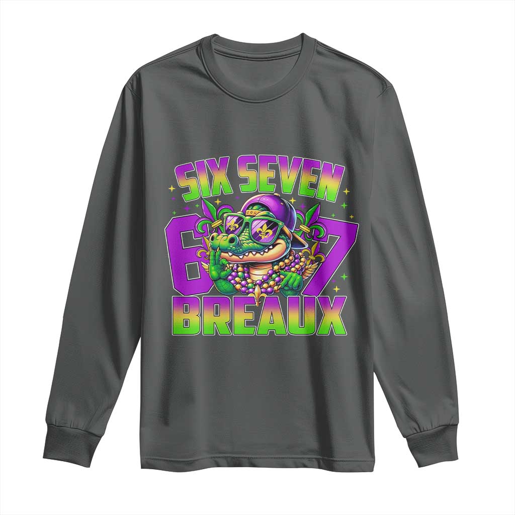 Mardi Gras Six Seven Breaux Long Sleeve Shirt Funny Mardigator Alligator 6 7 Meme