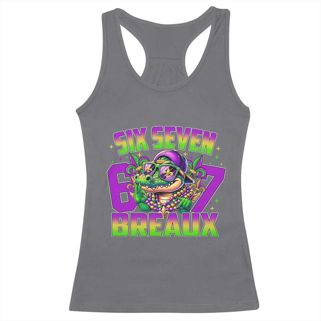 Mardi Gras Six Seven Breaux Racerback Tank Top Funny Mardigator Alligator 6 7 Meme