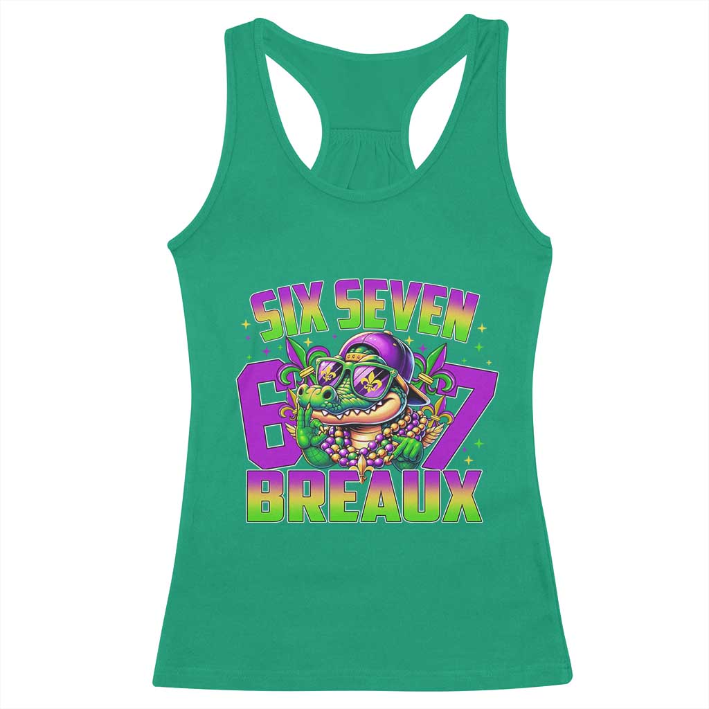 Mardi Gras Six Seven Breaux Racerback Tank Top Funny Mardigator Alligator 6 7 Meme