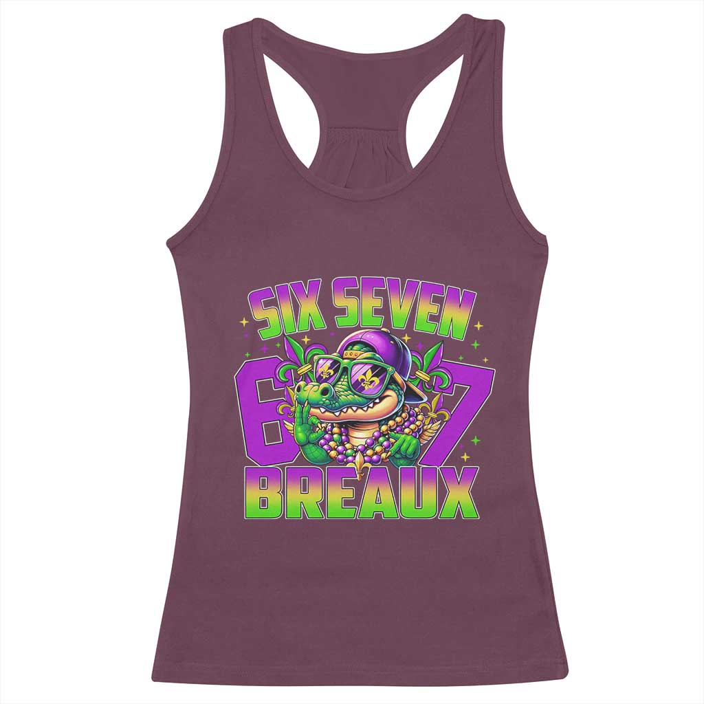 Mardi Gras Six Seven Breaux Racerback Tank Top Funny Mardigator Alligator 6 7 Meme