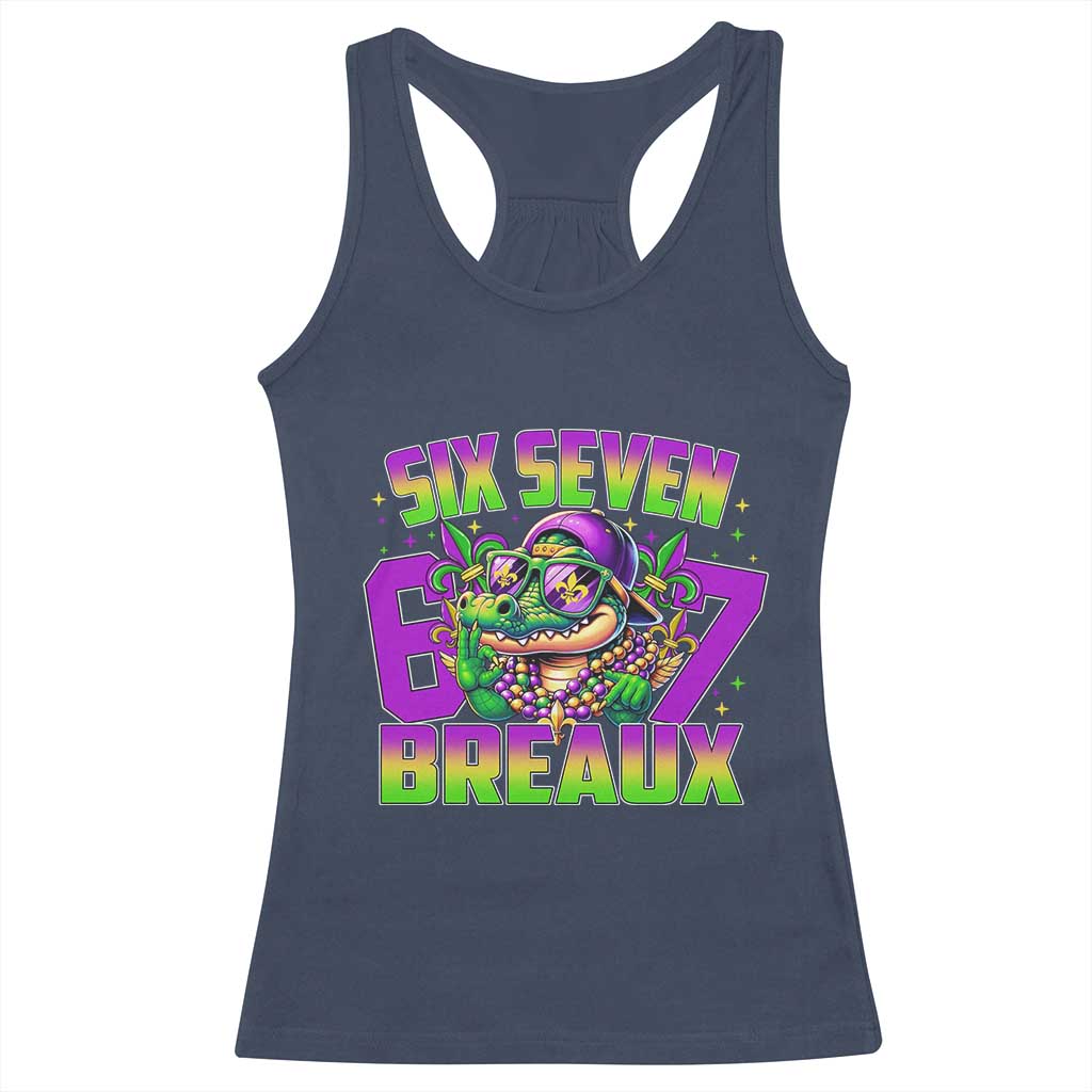 Mardi Gras Six Seven Breaux Racerback Tank Top Funny Mardigator Alligator 6 7 Meme