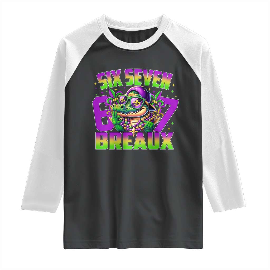 Mardi Gras Six Seven Breaux Raglan Shirt Funny Mardigator Alligator 6 7 Meme