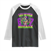 Mardi Gras Six Seven Breaux Raglan Shirt Funny Mardigator Alligator 6 7 Meme