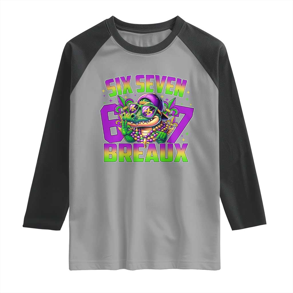 Mardi Gras Six Seven Breaux Raglan Shirt Funny Mardigator Alligator 6 7 Meme