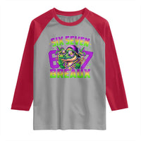 Mardi Gras Six Seven Breaux Raglan Shirt Funny Mardigator Alligator 6 7 Meme