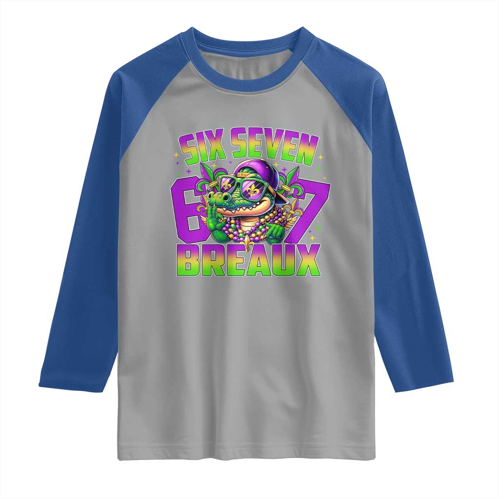 Mardi Gras Six Seven Breaux Raglan Shirt Funny Mardigator Alligator 6 7 Meme