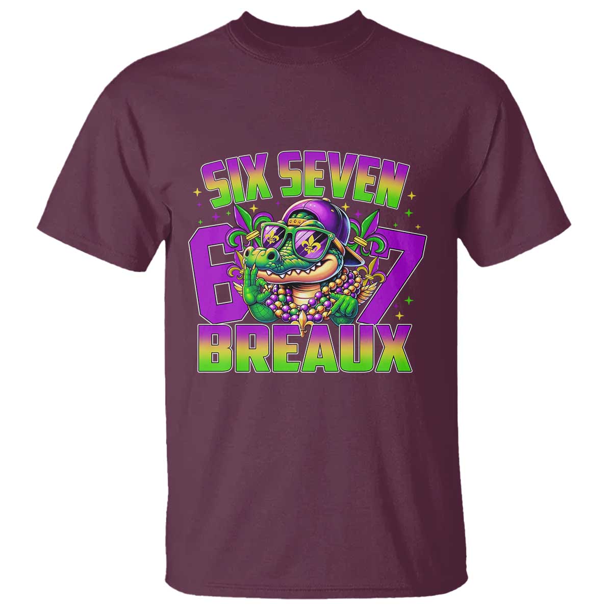 Mardi Gras Six Seven Breaux T Shirt Funny Mardigator Alligator 6 7 Meme