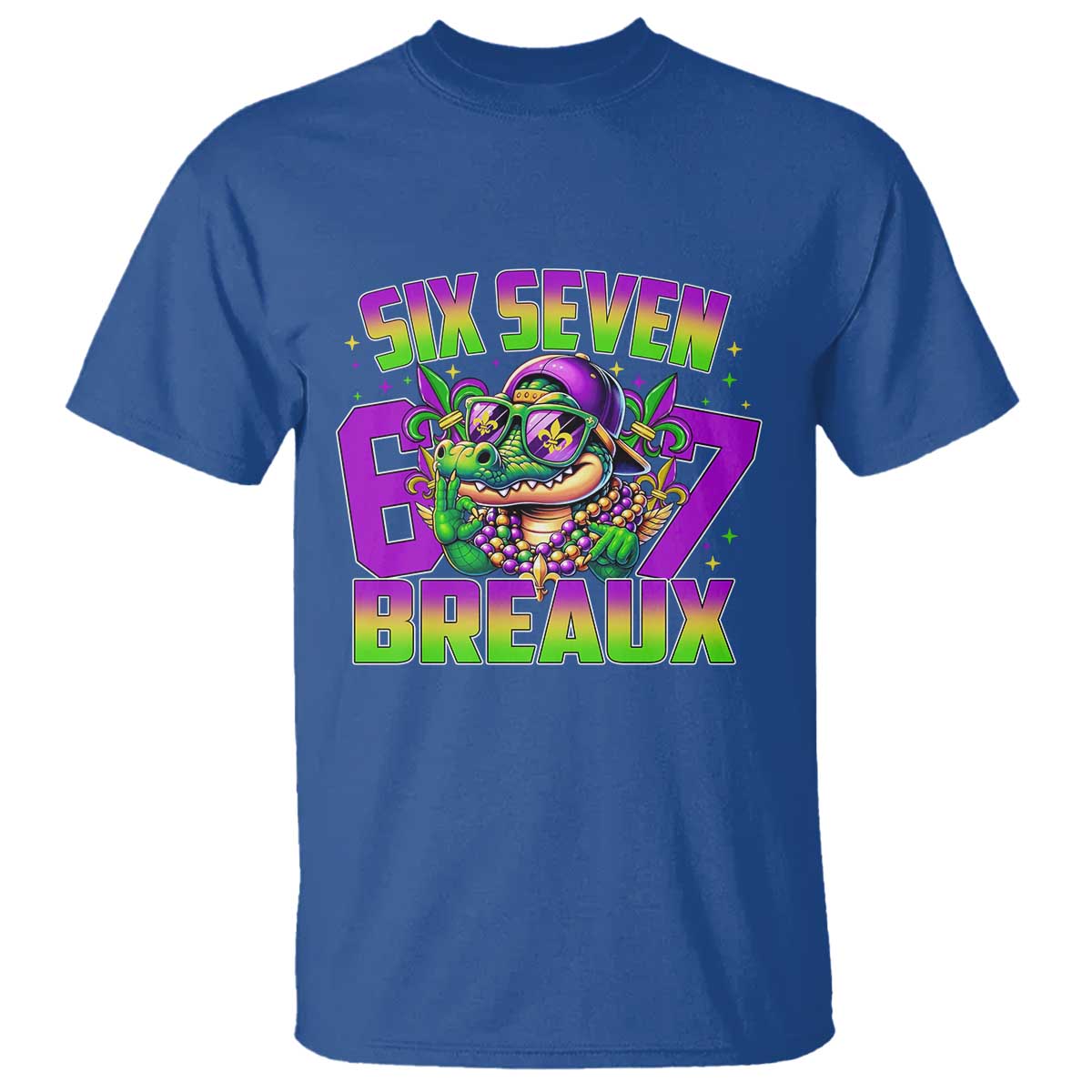 Mardi Gras Six Seven Breaux T Shirt Funny Mardigator Alligator 6 7 Meme