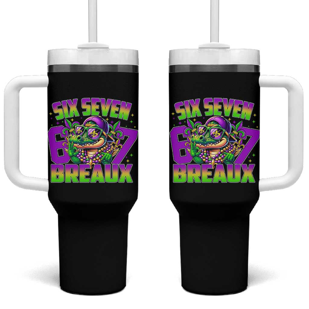 Mardi Gras Six Seven Breaux Tumbler With Handle Funny Mardigator Alligator 6 7 Meme