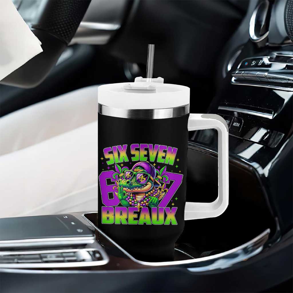 Mardi Gras Six Seven Breaux Tumbler With Handle Funny Mardigator Alligator 6 7 Meme