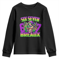 Mardi Gras Six Seven Breaux Youth Sweatshirt Funny Mardigator Alligator 6 7 Meme