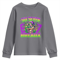 Mardi Gras Six Seven Breaux Youth Sweatshirt Funny Mardigator Alligator 6 7 Meme