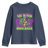 Mardi Gras Six Seven Breaux Youth Sweatshirt Funny Mardigator Alligator 6 7 Meme