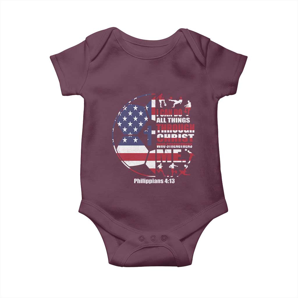 Christian Soccer Baby Onesie I Can Do All Things Through Christ Who Strengthens Me