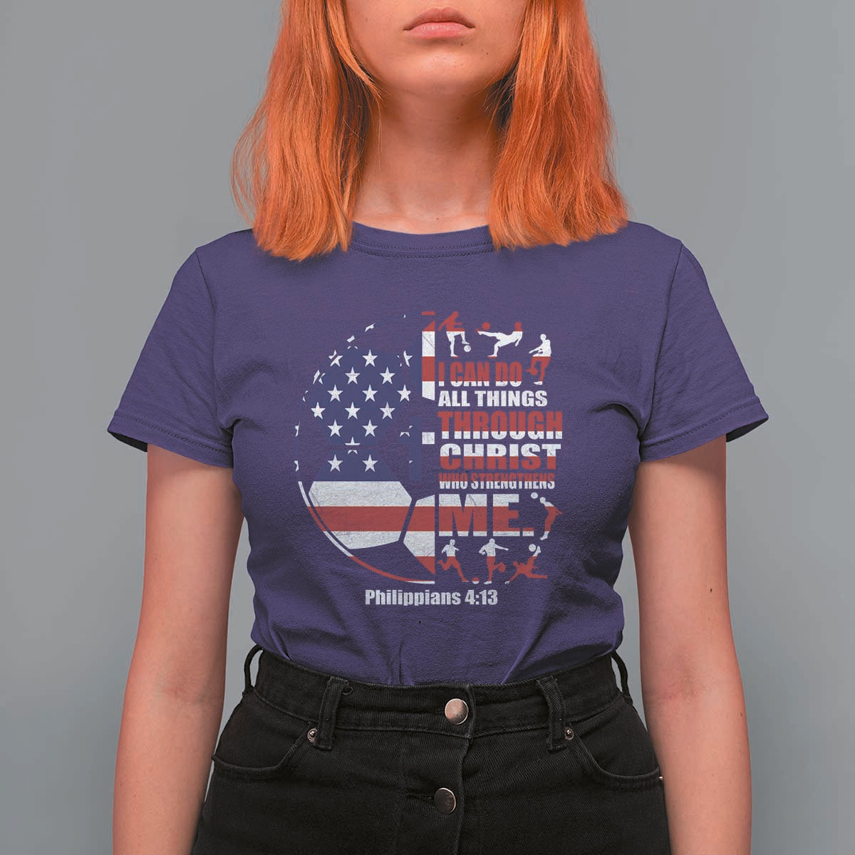 Christian Soccer T Shirt For Women I Can Do All Things Through Christ Who Strengthens Me