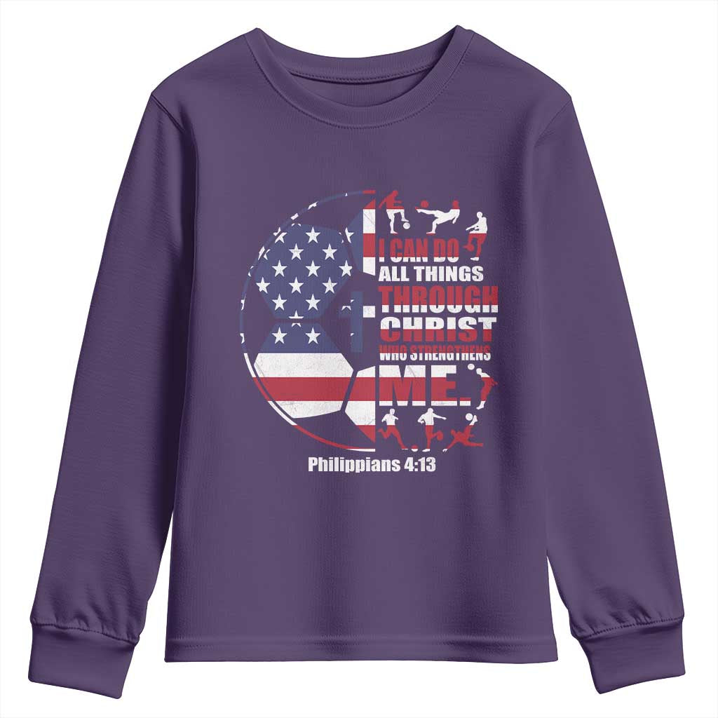 Christian Soccer Youth Sweatshirt I Can Do All Things Through Christ Who Strengthens Me