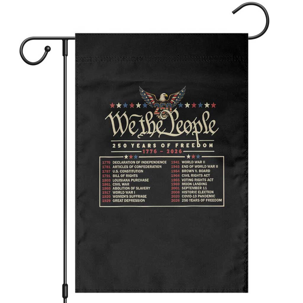 250 Year Timeline 1776 2026 Patriotic Historical Anniversary Garden Flag