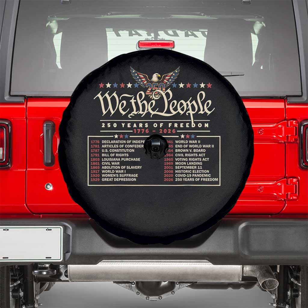 250 Year Timeline 1776 2026 Patriotic Historical Anniversary Spare Tire Cover