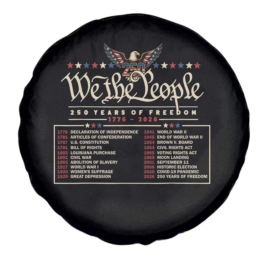 250 Year Timeline 1776 2026 Patriotic Historical Anniversary Spare Tire Cover