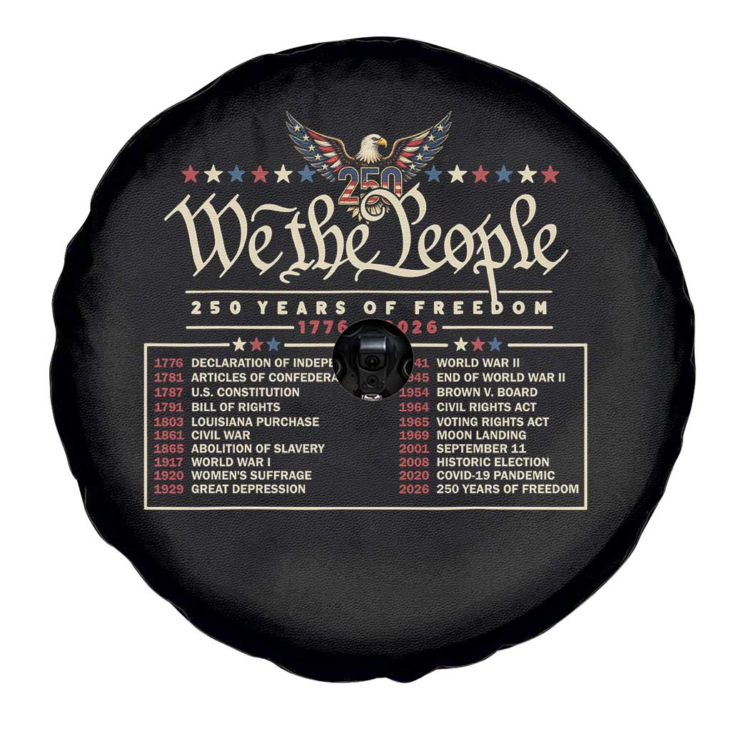 250 Year Timeline 1776 2026 Patriotic Historical Anniversary Spare Tire Cover