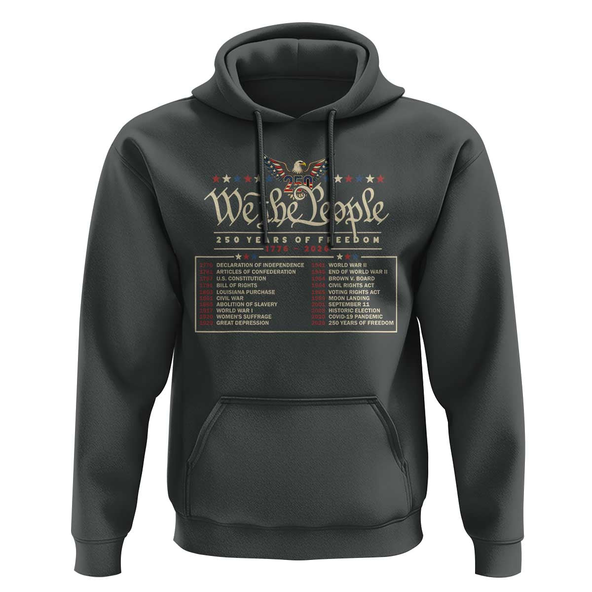 250 Year Timeline 1776 2026 Patriotic Historical Anniversary Hoodie