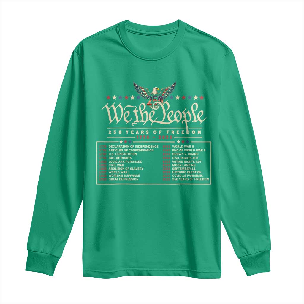 250 Year Timeline 1776 2026 Patriotic Historical Anniversary Long Sleeve Shirt