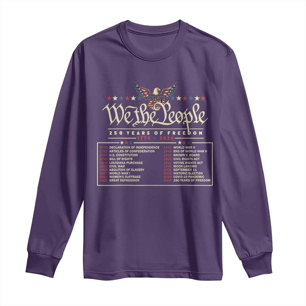 250 Year Timeline 1776 2026 Patriotic Historical Anniversary Long Sleeve Shirt