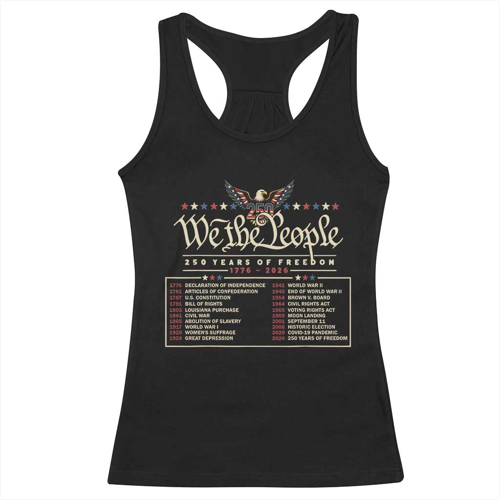 250 Year Timeline 1776 2026 Patriotic Historical Anniversary Racerback Tank Top