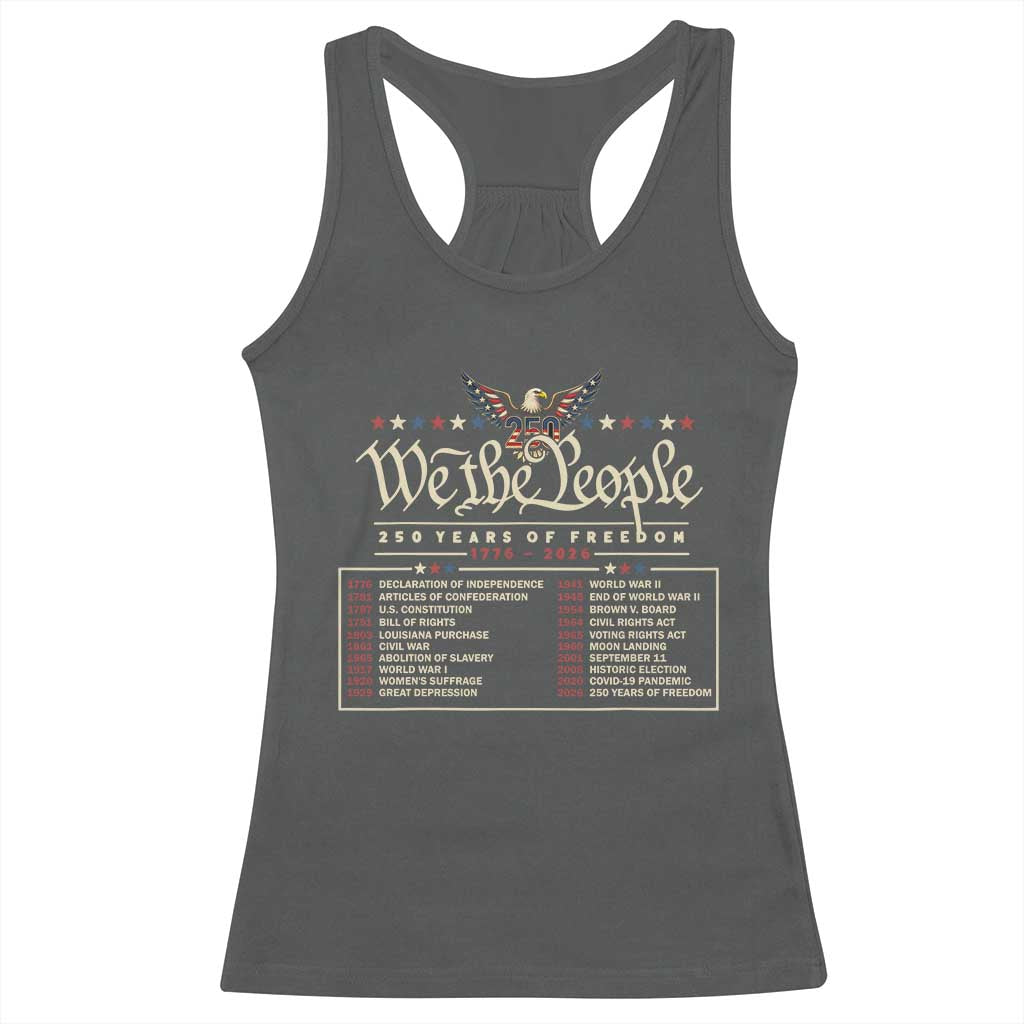 250 Year Timeline 1776 2026 Patriotic Historical Anniversary Racerback Tank Top