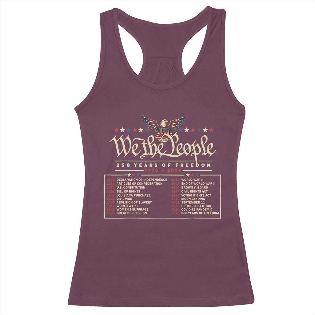 250 Year Timeline 1776 2026 Patriotic Historical Anniversary Racerback Tank Top