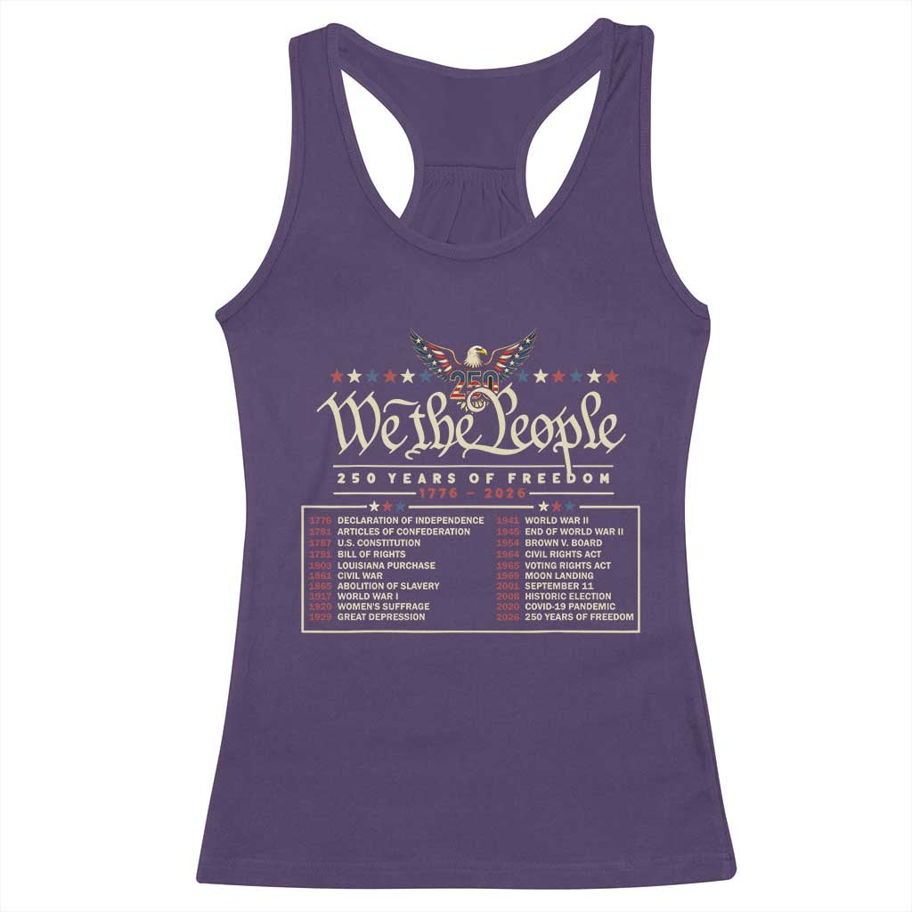 250 Year Timeline 1776 2026 Patriotic Historical Anniversary Racerback Tank Top